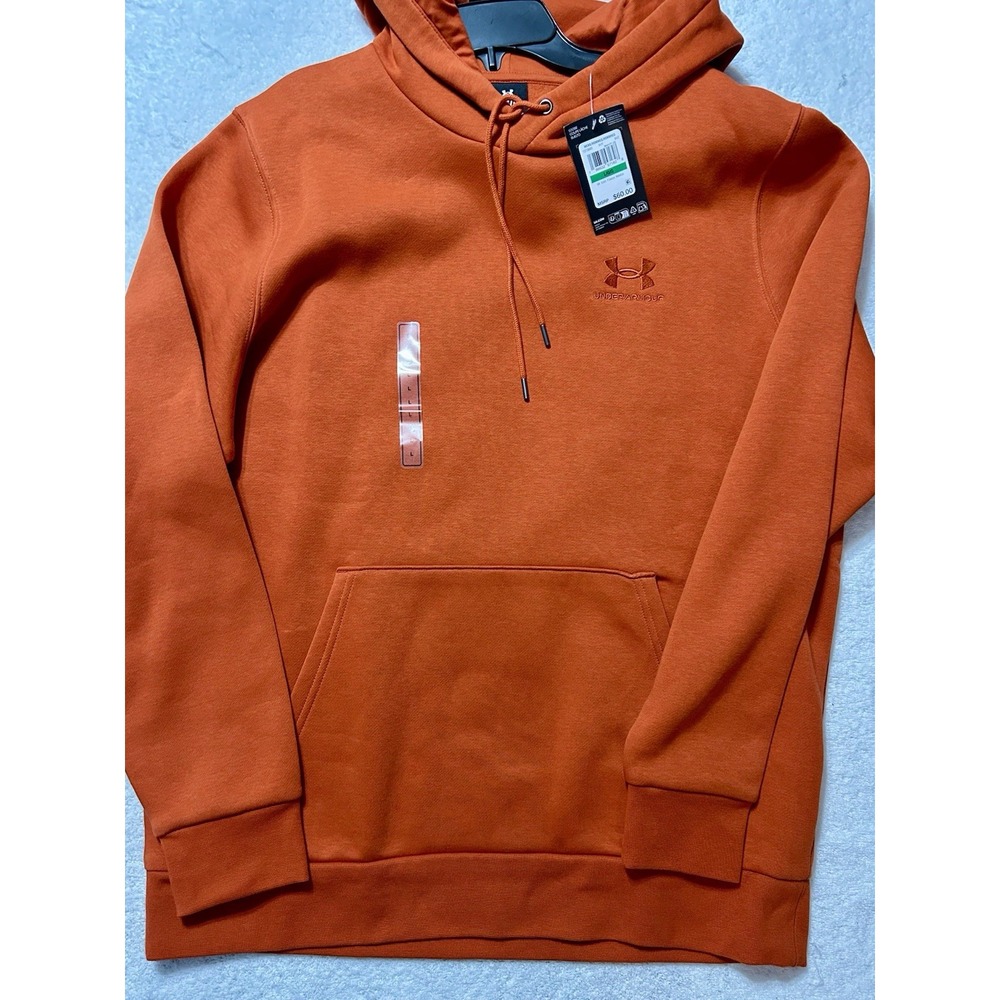 Under Armour Icon Fleece Hoodie Men's Orange Loose Fit L (B9)